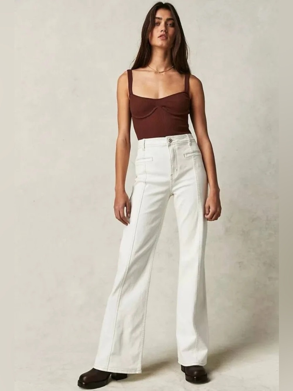 Free People Firecracker Flare Jean We The Free Suede Stars Desert Plains 27S NWT - Picture 4 of 10